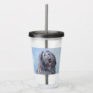 Bergamasco Sheepdog Painting - Cute Original Dog A Acrylic Tumbler