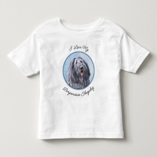 Bergamasco Sheepdog Painting - Cute Original Dog A Toddler T-Shirt (Front)