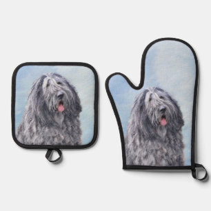 Bergamasco Sheepdog Shepherd Painting Cute Dog Art Oven Mitt & Pot Holder Set
