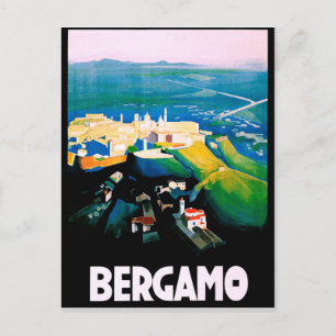 Bergamo, Italy, areal view. Lombardy region. Postcard