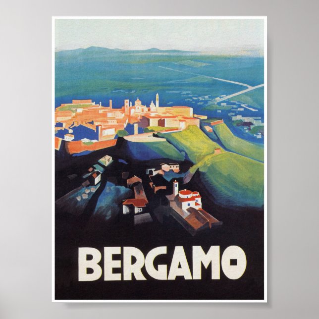 Bergamo Italy Vintage Travel Poster (Front)