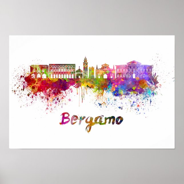 Bergamo skyline in watercolor poster (Front)