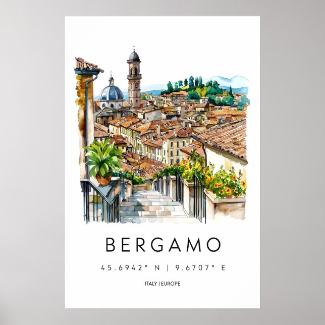 Bergamo Watercolor 3 Poster (Front)