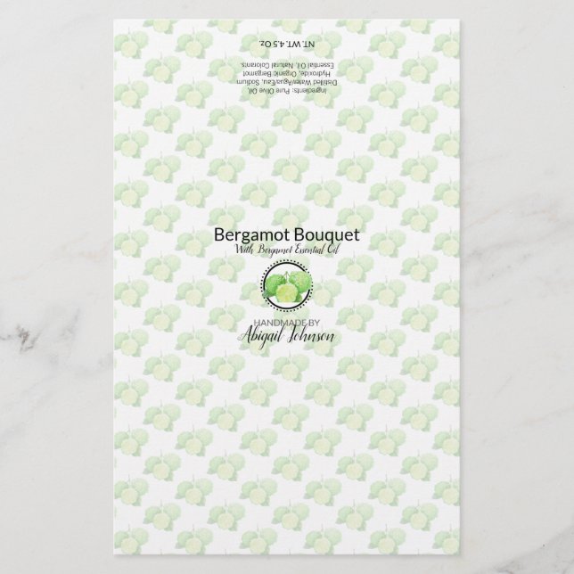 Bergamot Soap Packaging Wrapper | Linen Paper (Front)