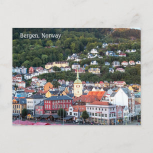 Bergen in Evening Sunlight, Norway, Postcard