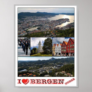 Bergen - Norge - I Love - Poster