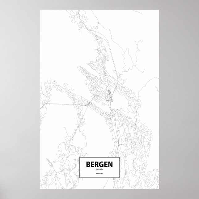 Bergen, Norway (black on white) Poster (Front)