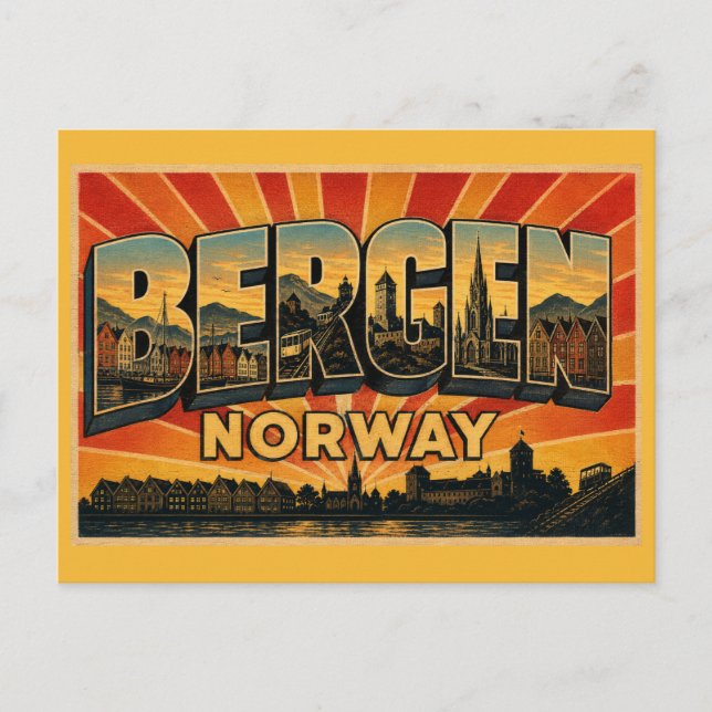 Bergen Norway Bryggen Postcard (Front)