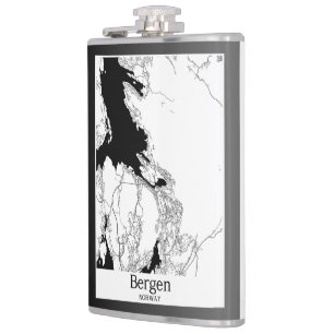 Bergen Norway Modern City Map Hip Flask