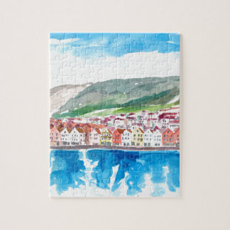 Bergen Norway Old Bryggen Harbour Seafront Jigsaw Puzzle