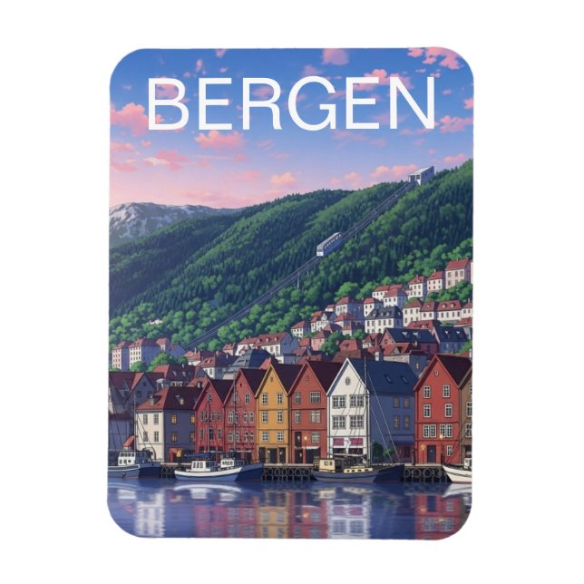 Bergen Norway Postcard Magnet (Vertical)