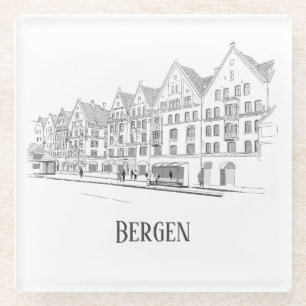Bergen Norway Streetscape Beautiful Line Glass Coaster