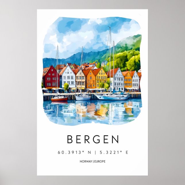 Bergen Watercolor 1 Poster (Front)