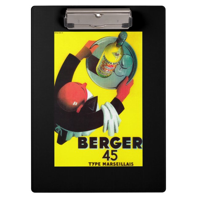 Berger 45 Vintage PosterEurope Clipboard (Front)