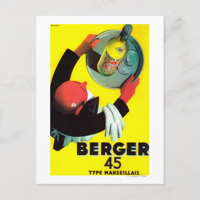 Berger 45 Vintage PosterEurope Postcard (Front)