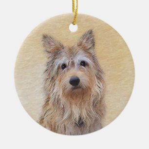 Berger Picard Painting - Cute Original Dog Art Ceramic Tree Decoration