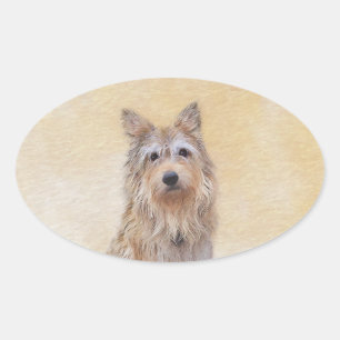Berger Picard Painting - Cute Original Dog Art Oval Sticker