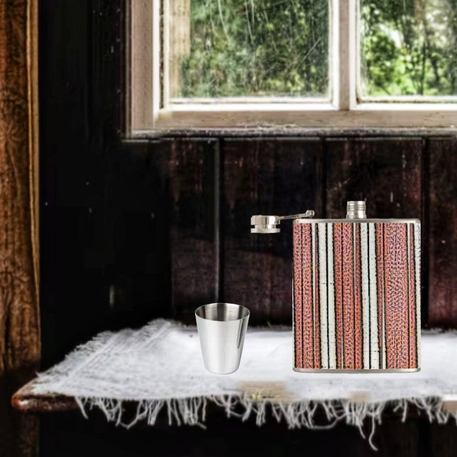Beribboned Stripes Hip Flask (The Beribboned Stripes Flask , has an Art Deco look to its design!)