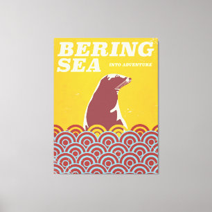 Bering Sea vintage style 1970s adventure poster Canvas Print