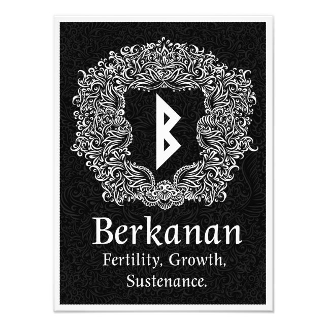 Berkanan Rune /Fertility / Black Version Photo Print (Front)