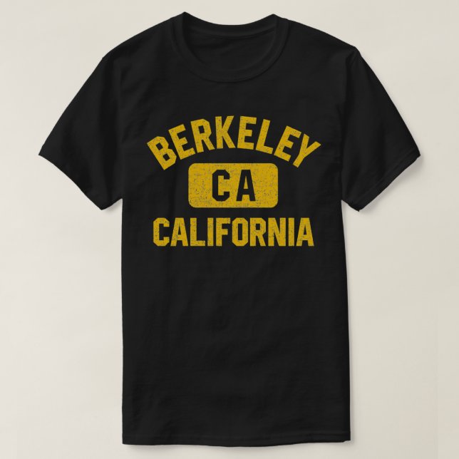 Berkeley CA California Gym Style Distressed Amber  T-Shirt (Design Front)