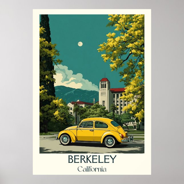 Berkeley California Art Print | Retro University (Front)