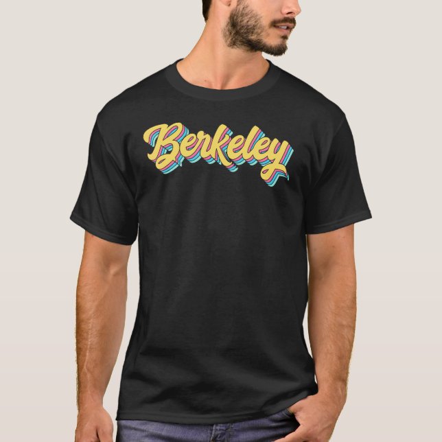 Berkeley California Ca Varsity Style Amber Text T-Shirt (Front)