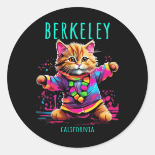 Berkeley California Usa Fun Cute Colourful Dancing Classic Round Sticker