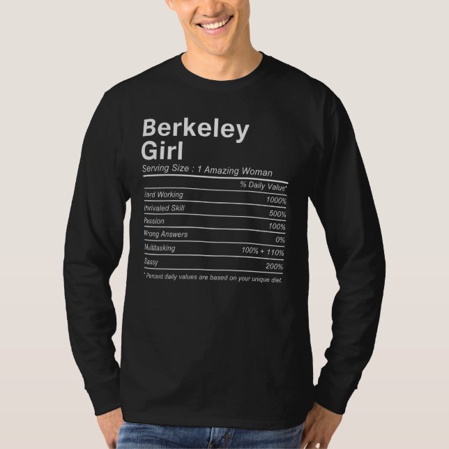 BERKELEY GIRL CA CALIFORNIA Nutrition Facts  City  T-Shirt (Front)