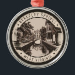 Berkeley Springs West Virginia Illustration Badge Metal Tree Decoration<br><div class="desc">Berkeley Springs retro vector travel design. Nestled in the West Virginia mountains,  Berkeley Springs has attracted visitors to its natural hot springs and unique,  artistic culture.</div>
