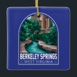 Berkeley Springs West Virginia Illustration Travel Ceramic Ornament<br><div class="desc">Berkeley Springs retro vector travel design. Nestled in the West Virginia mountains,  Berkeley Springs has attracted visitors to its natural hot springs and unique,  artistic culture.</div>