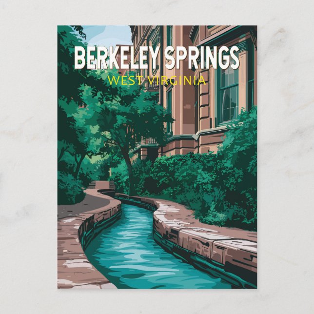 Berkeley Springs West Virginia Illustration Travel Postcard (Front)
