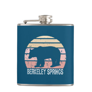 Berkeley Springs West Virginia Retro Bear Hip Flask