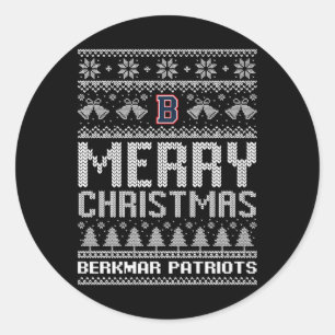 Berkmar Patriots Logo Merry Christmas Ugly Sweater Classic Round Sticker