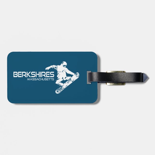 Berkshires Massachusetts Snowboarder Luggage Tag (Back Horizontal)