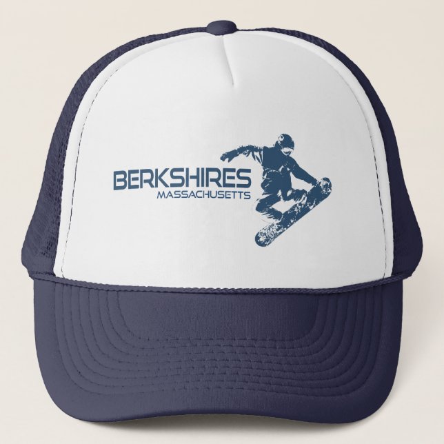 Berkshires Massachusetts Snowboarder Trucker Hat (Front)
