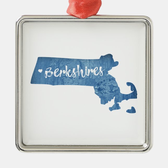 Berkshires Massachusetts Wood Grain Metal Tree Decoration (Front)