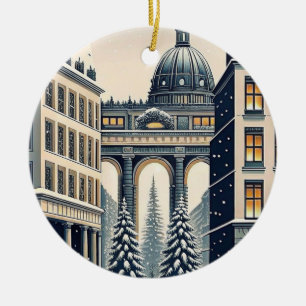 Berlin Brandenburg Gate Christmas Card Ceramic Tree Decoration