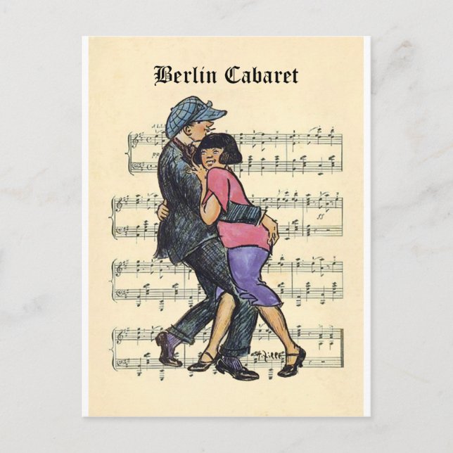 Berlin Cabaret 1920s w/Sheet Music Background Postcard (Front)