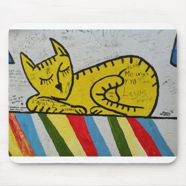Berlin Cat Graffiti Wall Mural Painting Mouse Pad (Front)