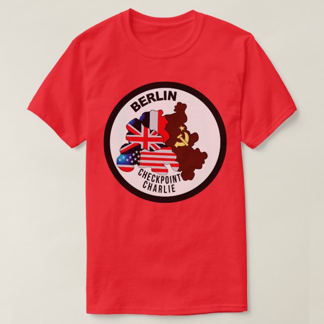 Berlin Checkpoint Charlie Round Bright X T-Shirt (Design Front)