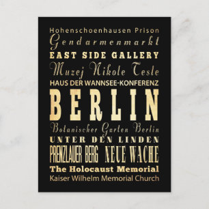 Berlin City of Germany Typography Art Postcard