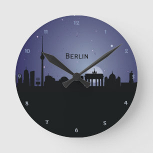 Berlin CityScape Night Silhouette Wall Clock
