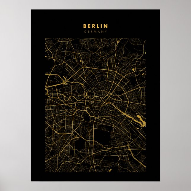 Berlin Dark Gold City Map Poster (Front)