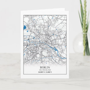 Berlin Deutschland Germany City Map Coordinates Card