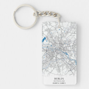 Berlin Deutschland Germany City Map Coordinates Key Ring