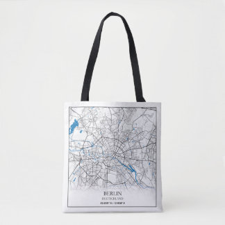 Berlin Deutschland Germany City Map Coordinates Tote Bag