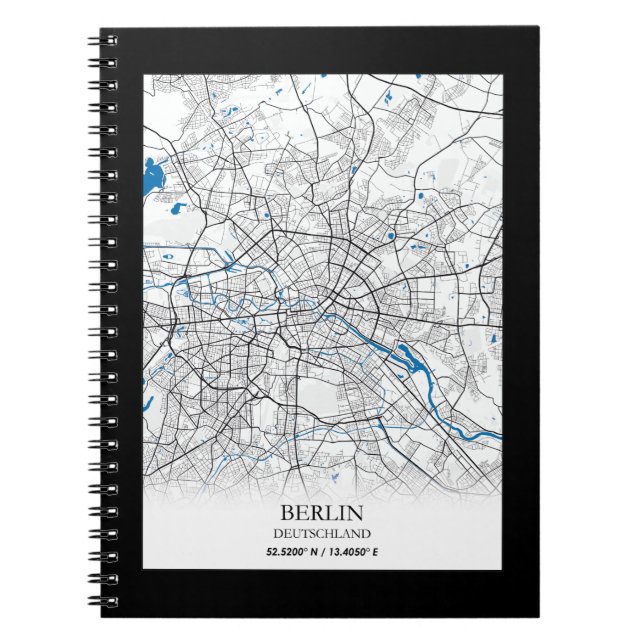 Berlin Deutschland Germany City Map Travel Lovers Notebook (Front)
