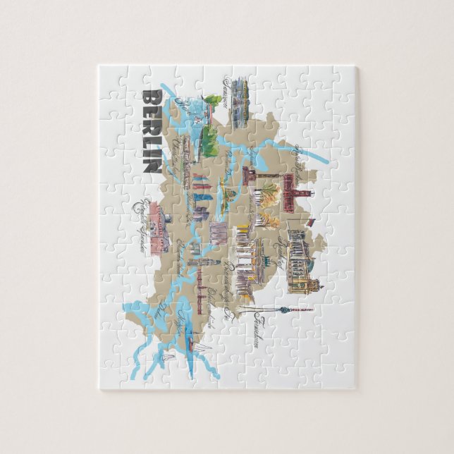 Berlin Favourite Map with sightseeing Highlights Jigsaw Puzzle (Vertical)
