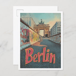 Berlin Germany Art Vintage Travel Illustration Postcard